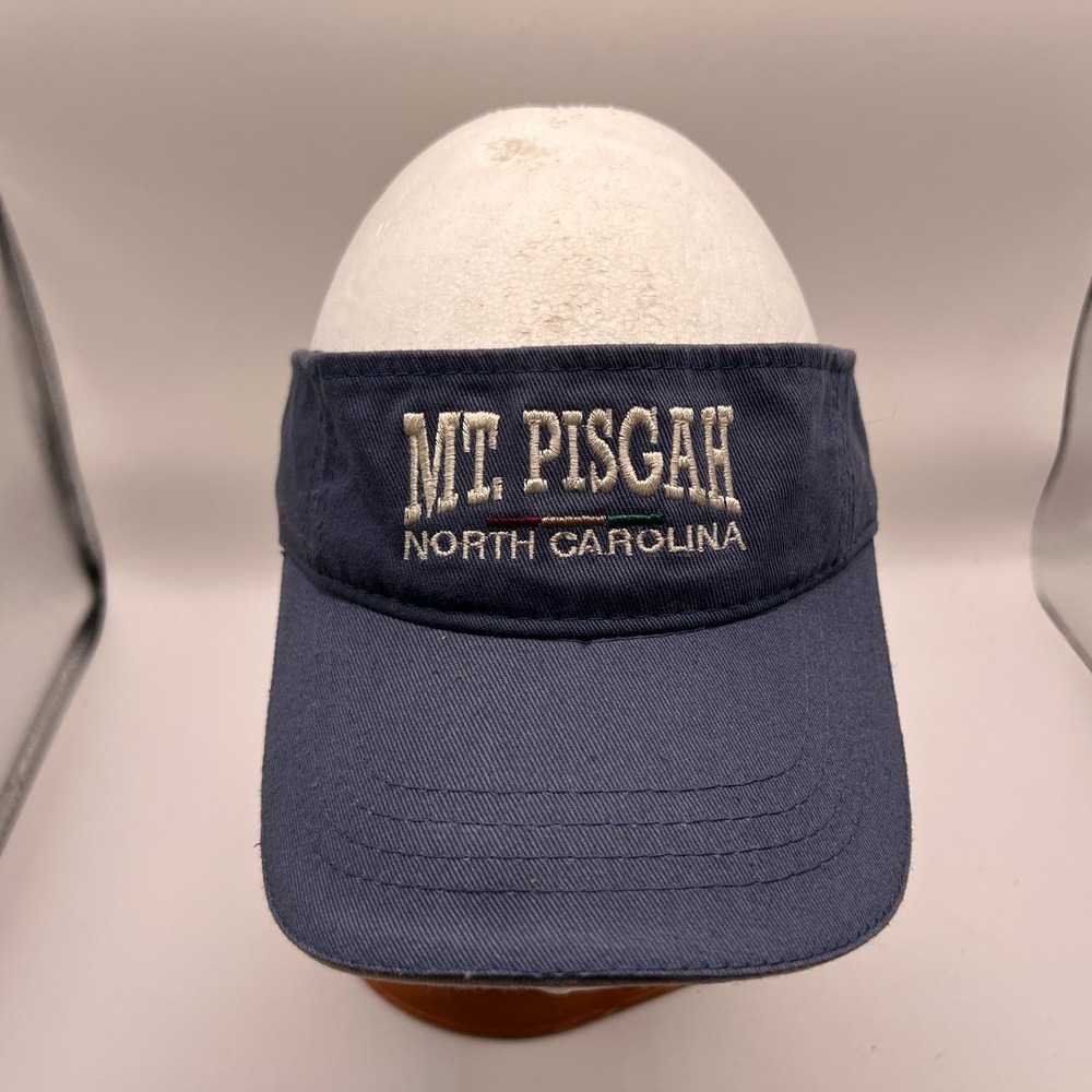 Town Talk Mt Pisgah North Carolina Visor Hat Navy Blue Embroidered Adjustable